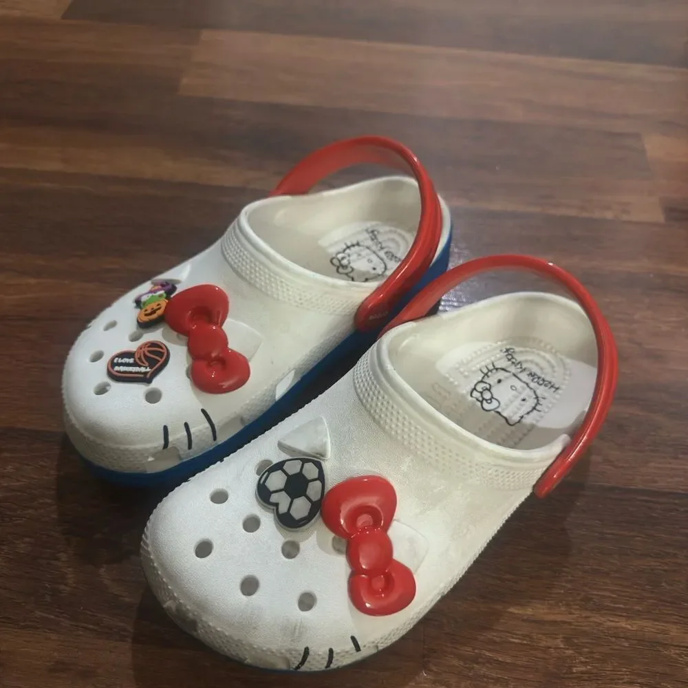 CROCS Kids White and Red Clogs